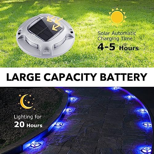 AGPTEK Solar Driveway Lights Outdoor 12 Pack, 2 Color Modes LED Deck Dock