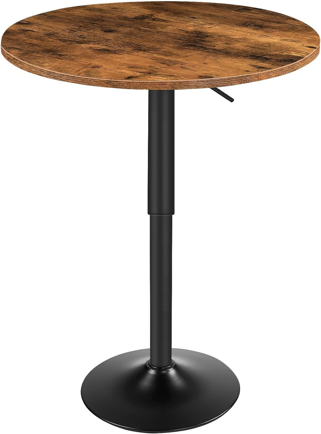 HOOBRO Bar Table, Height-Adjustable Round Pub Table 27-35.4 Inches with Sturdy Base, Modern Style, Easy to Assemble, Suitable for Small Space, Rustic and Black BF58BT01G1