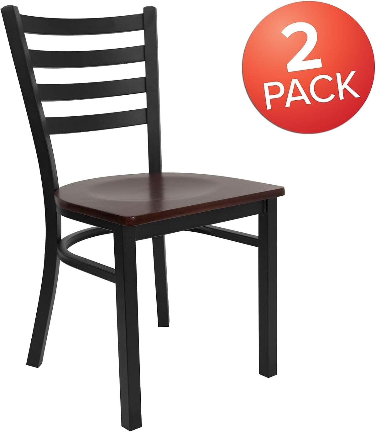 Flash Furniture Hercules Ladder Back Restaurant Chair, Mahogany, 2-Pack