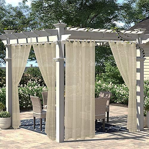 LORDTEX Burlap Linen Look Outdoor Curtains for Patio 2 Panels