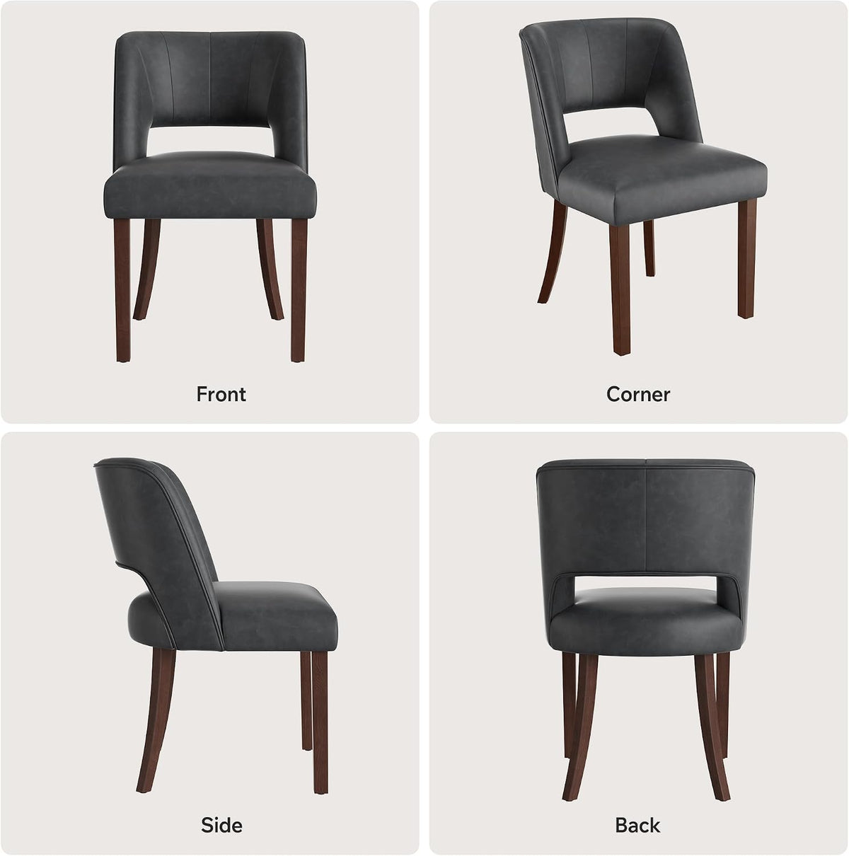 Dining Chairs Set of 8,Modern Dining Room Chairs with Thick Cushions,Faux Leather Upholstered Kitchen Dining Chairs with Wood Legs for Kitchen Dining Room Living Room,Black
