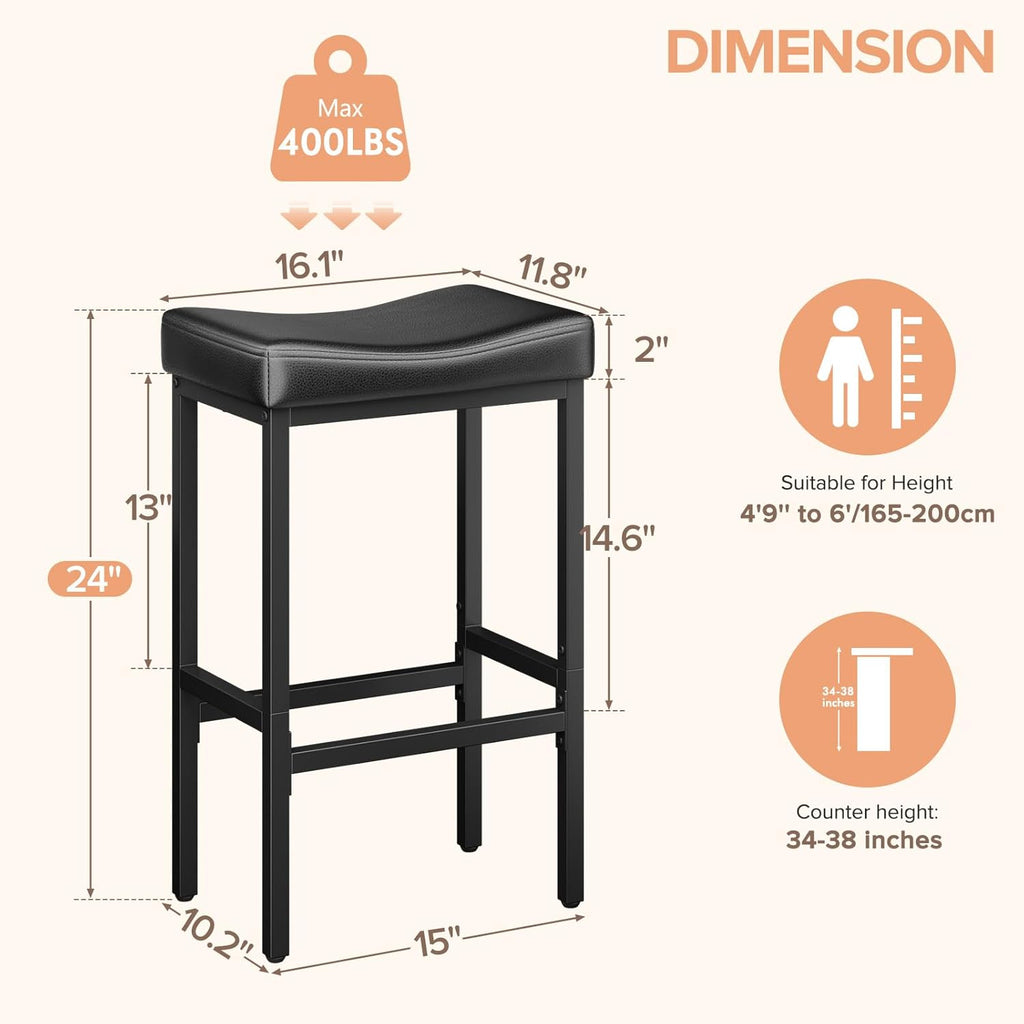 Compact 24 Inch Counter Height Bar Stools Set of 2