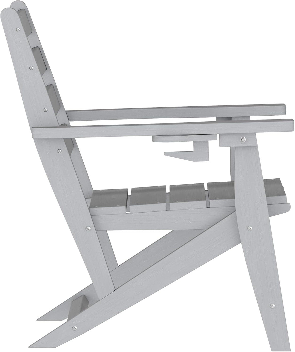 Flash Furniture HDPE Adirondack Dining Chair with Cup Holder, Gray