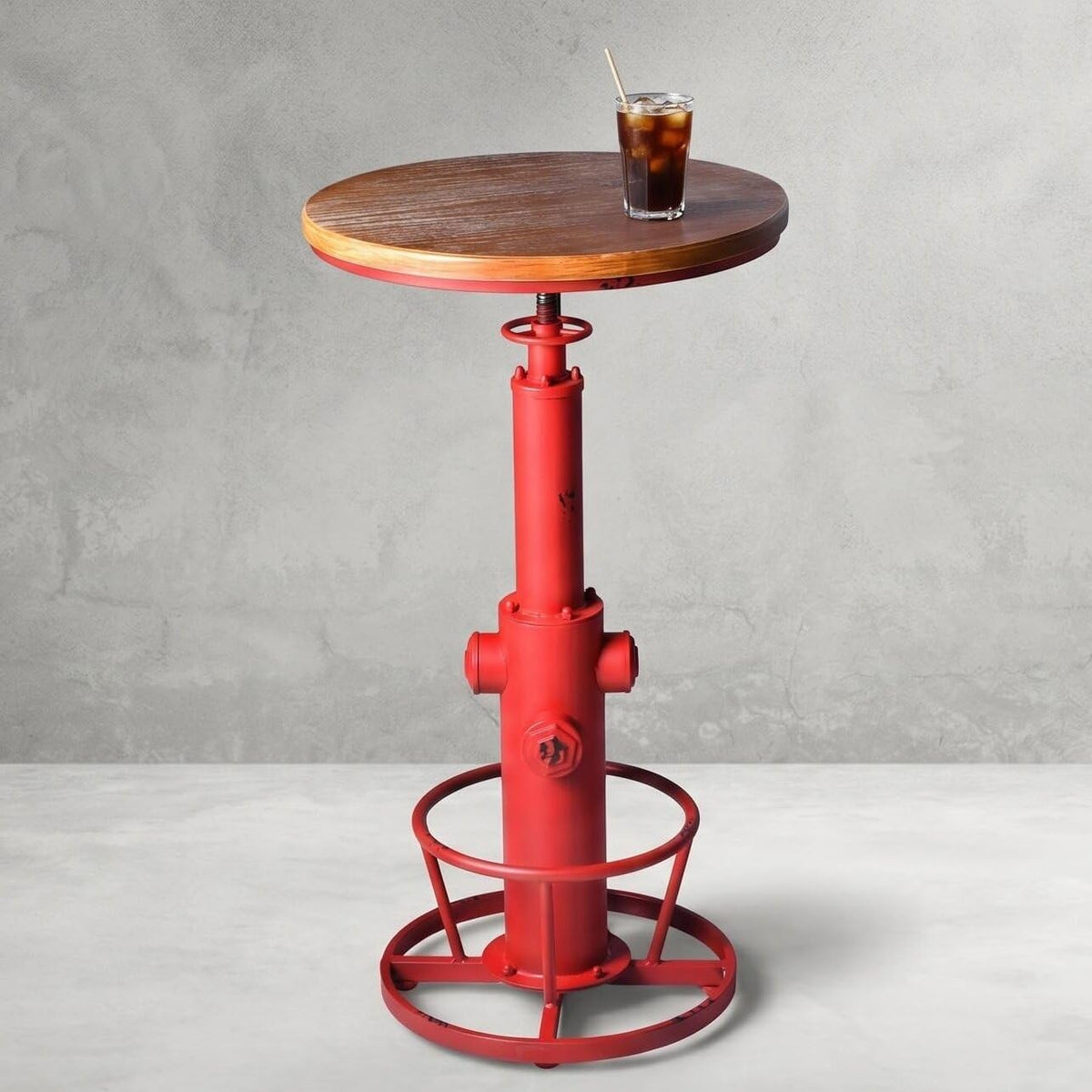 Topower Industrial Bar Table 38.58-48.43" Adjustable Pub Table Kitchen Dining Coffee Bistro Table Antique Red