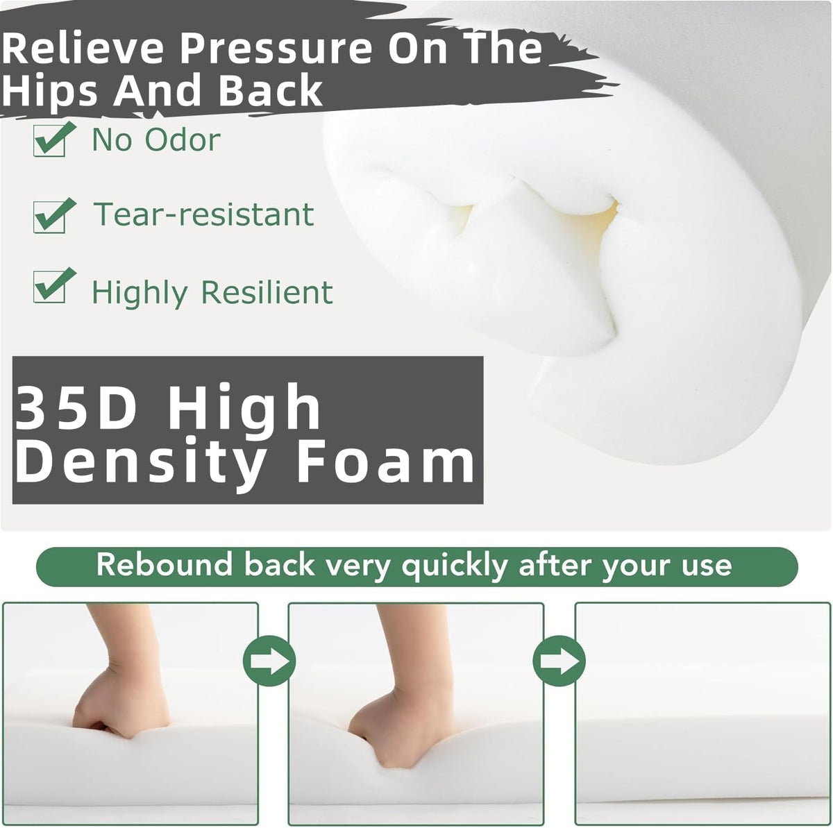 Patio Rattan Double Daybed Replacement Foam Cushion,58"x24"x2", 2-Set