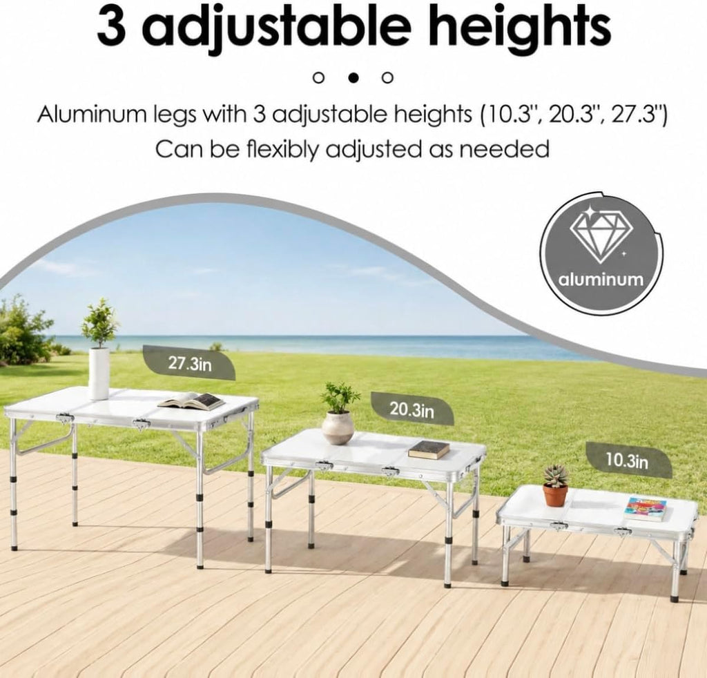 Small Folding Table 3 Foot,Compact Foldable Portable Camping Table