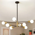 RUIYEY Modern Sputnik Chandeliers Black and Gold Mid Century Chandelier 8-Light Dining Room Light Fixture Height Adjustable Ceiling Lights Farmhouse Chandeliers for Kitchen Island Living Room
