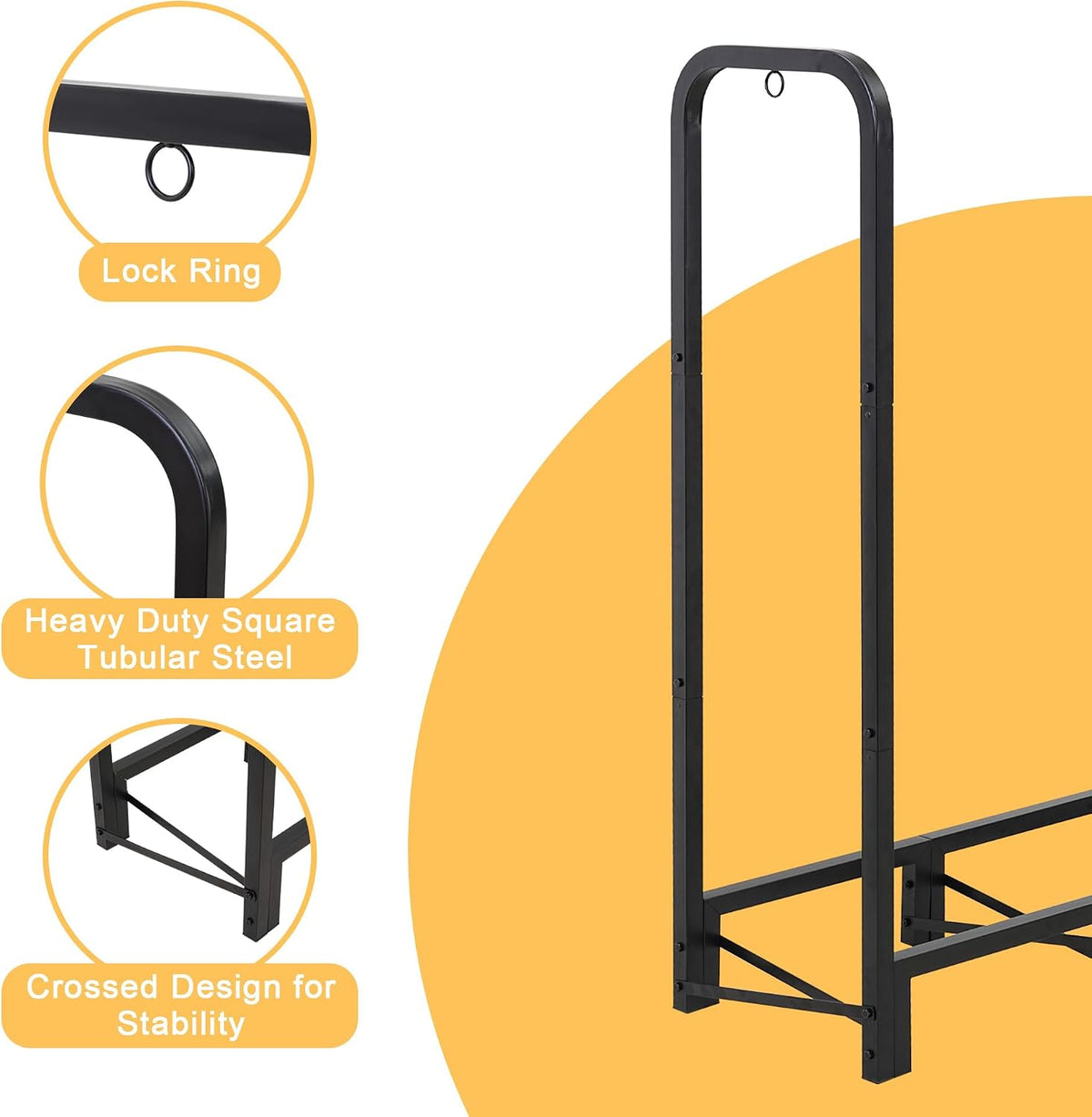 Werph 12FT Firewood Rack Outdoor, Heavy Duty Firewood Storage Rack