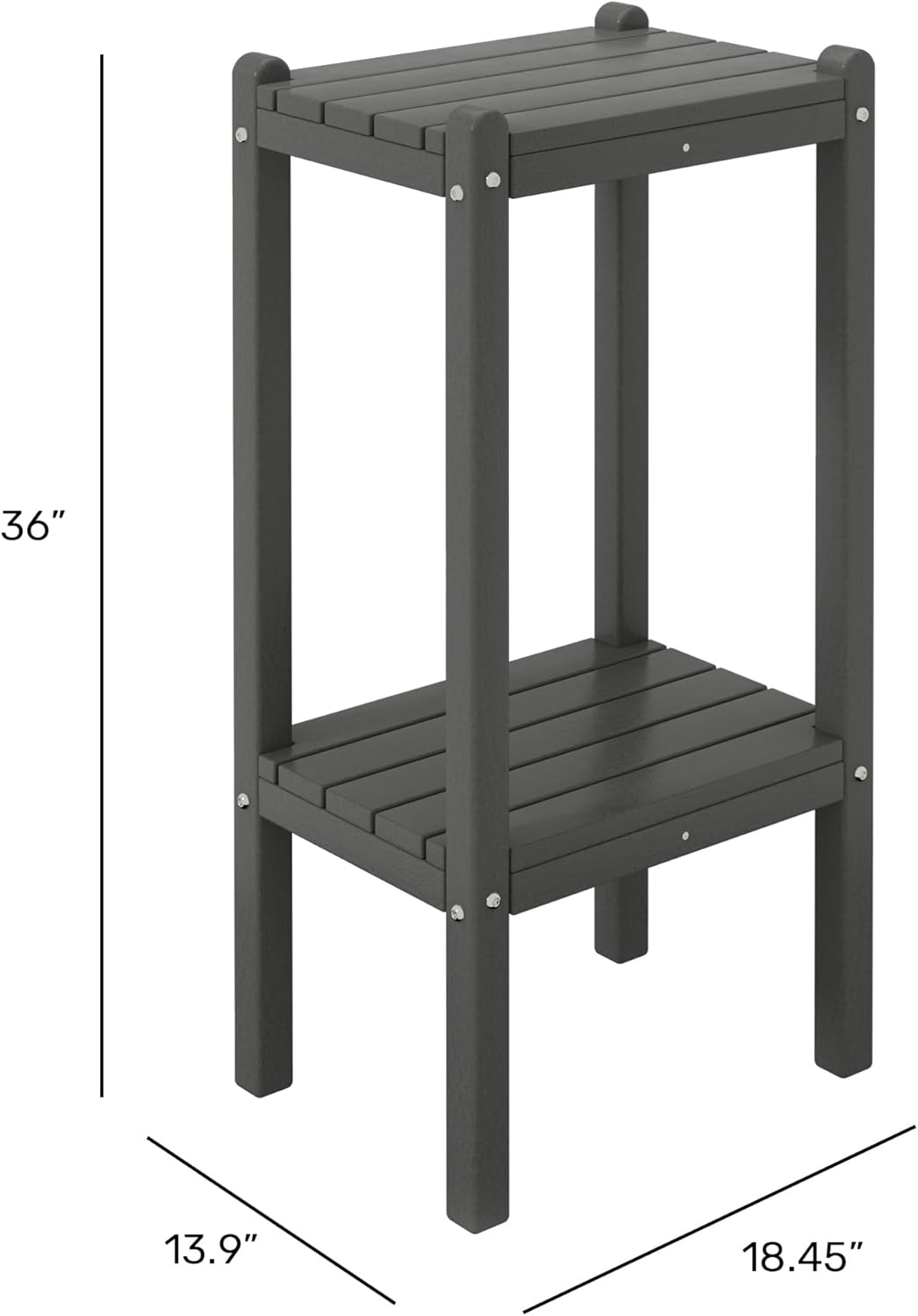 WestinTrends Malibu 36" Outdoor Adirondack HDPE 2-Tier Patio Side Table, Dark Brown