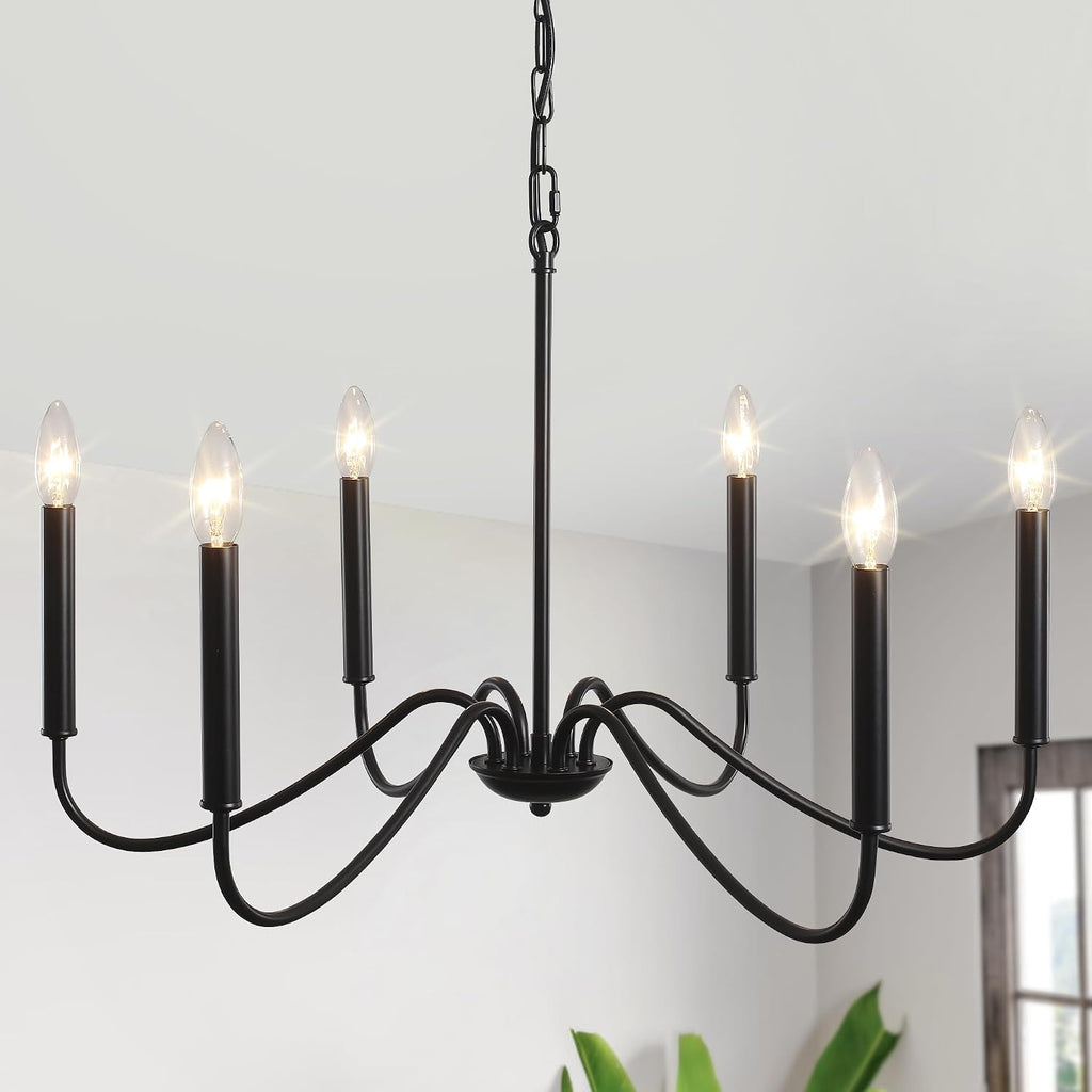 Black Chandelier- Modern Farmhouse Chandelier Dining Room Light Fixture