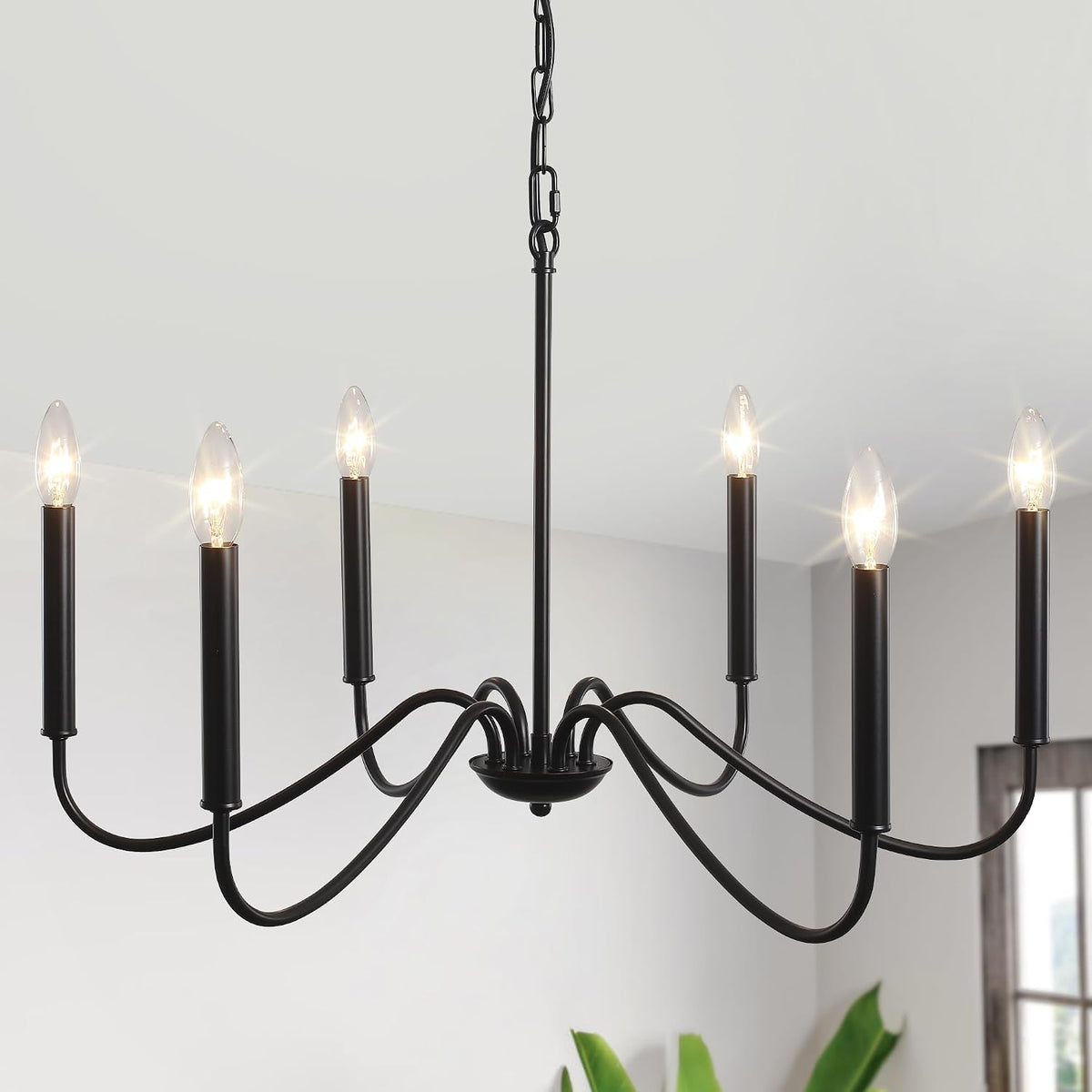 Black Chandelier- Modern Farmhouse Chandelier Dining Room Light Fixture