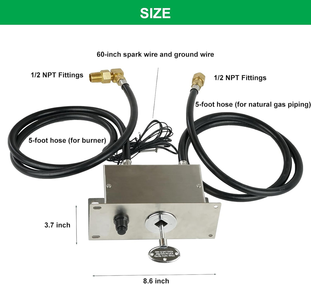 All-in-One Natural Gas Fire Pit Ignition System Kit, Outdoor DIY Fire Pit Accessory