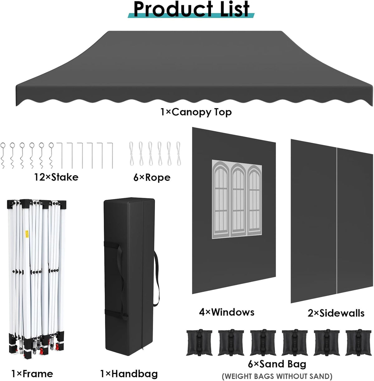 MAMIZO 10x20ft Pop up Canopy Tent w/6 Sidewalls, Canopy Tents for Parties