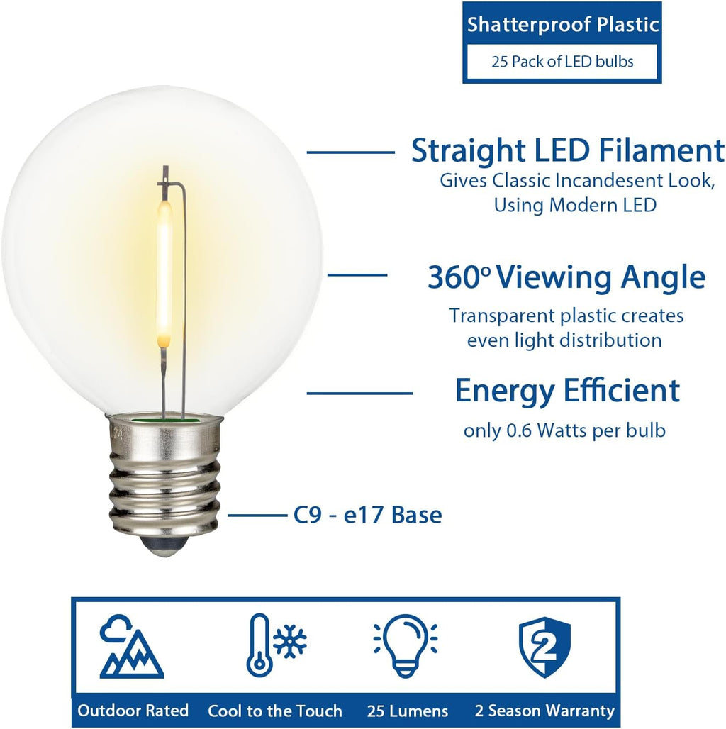 novelty lights 25 feet g50 led patio string shown in use