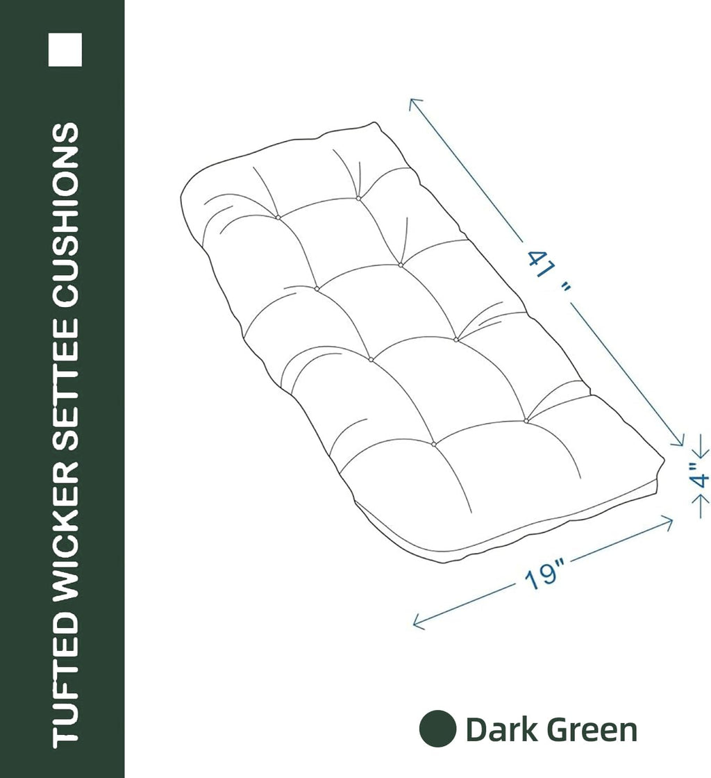 Outdoor Bench Cushion 41x19x4 Inch Loveseat Pad, Dark Green