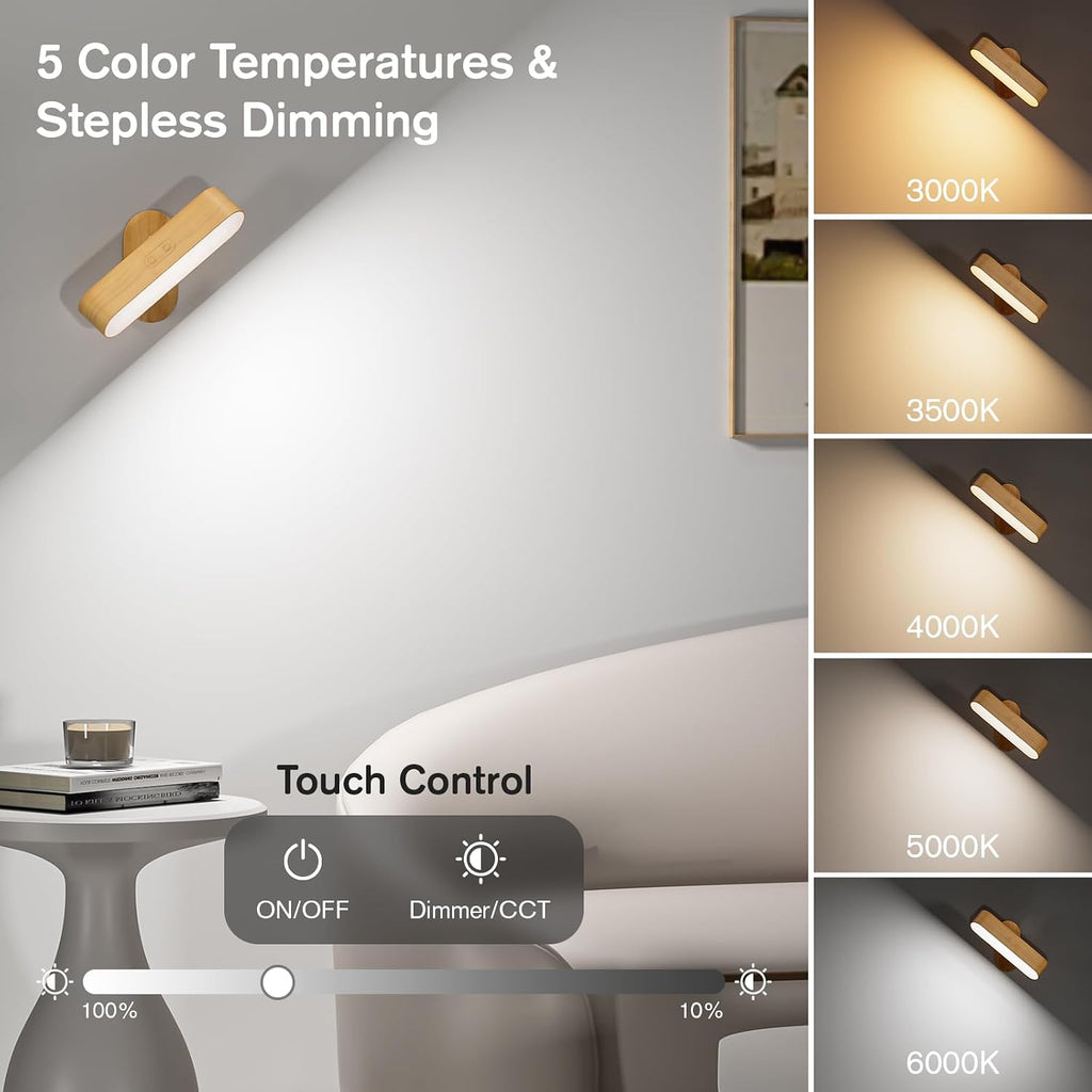 Hensam Battery Operated Wall Sconces Set of 2, Rechargeable & Cordless