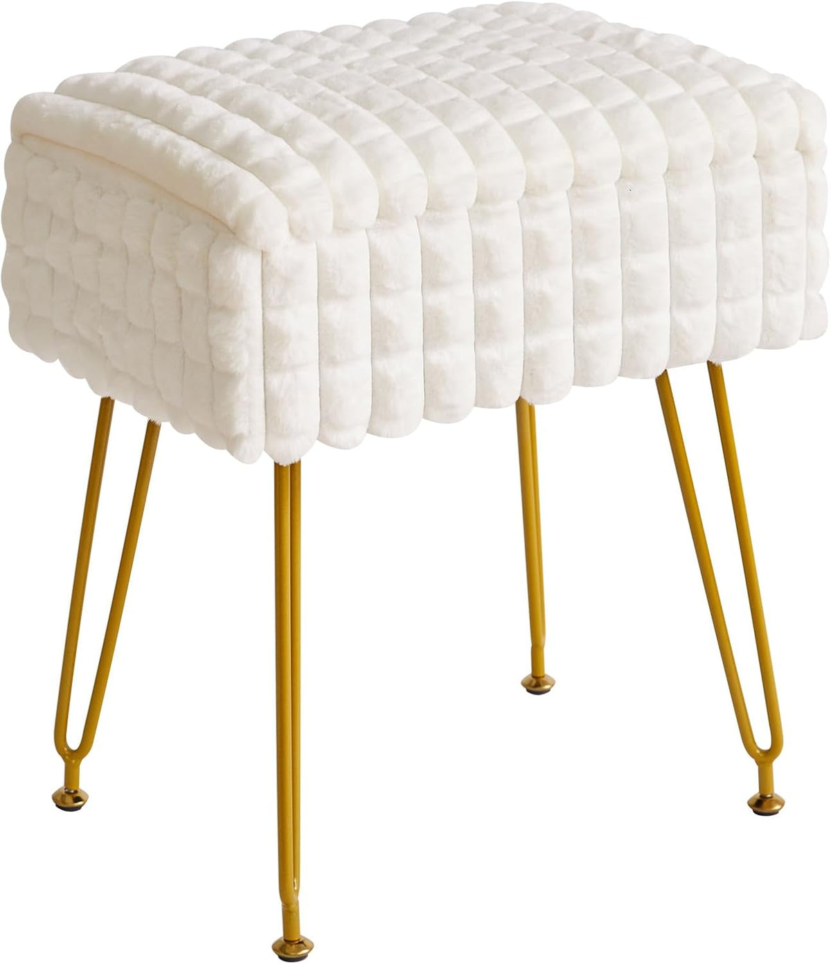 IBUYKE Rectangle Vanity Chair Ottoman, Footrest Stool, White WBD004W