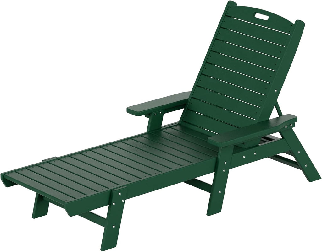 HDPE Laguna Poly Reclining Chaise Lounge, Dark Green
