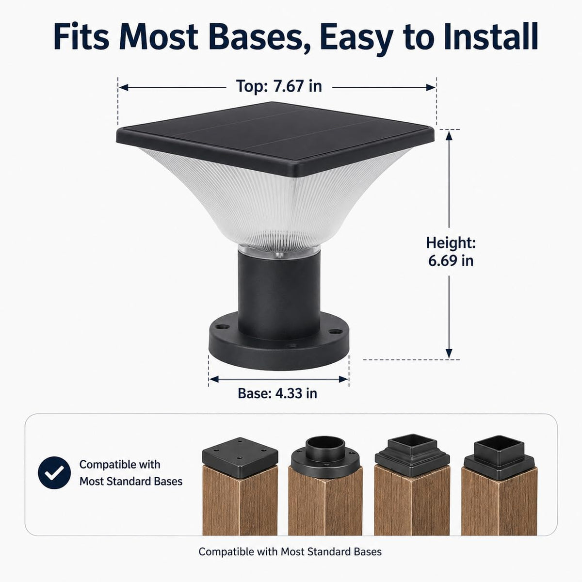 Solar Post Cap Lights Outdoor,Dusk to Dawn Auto On/Off Solar Powered Post Lights Fits Most Posts (2 Pack)