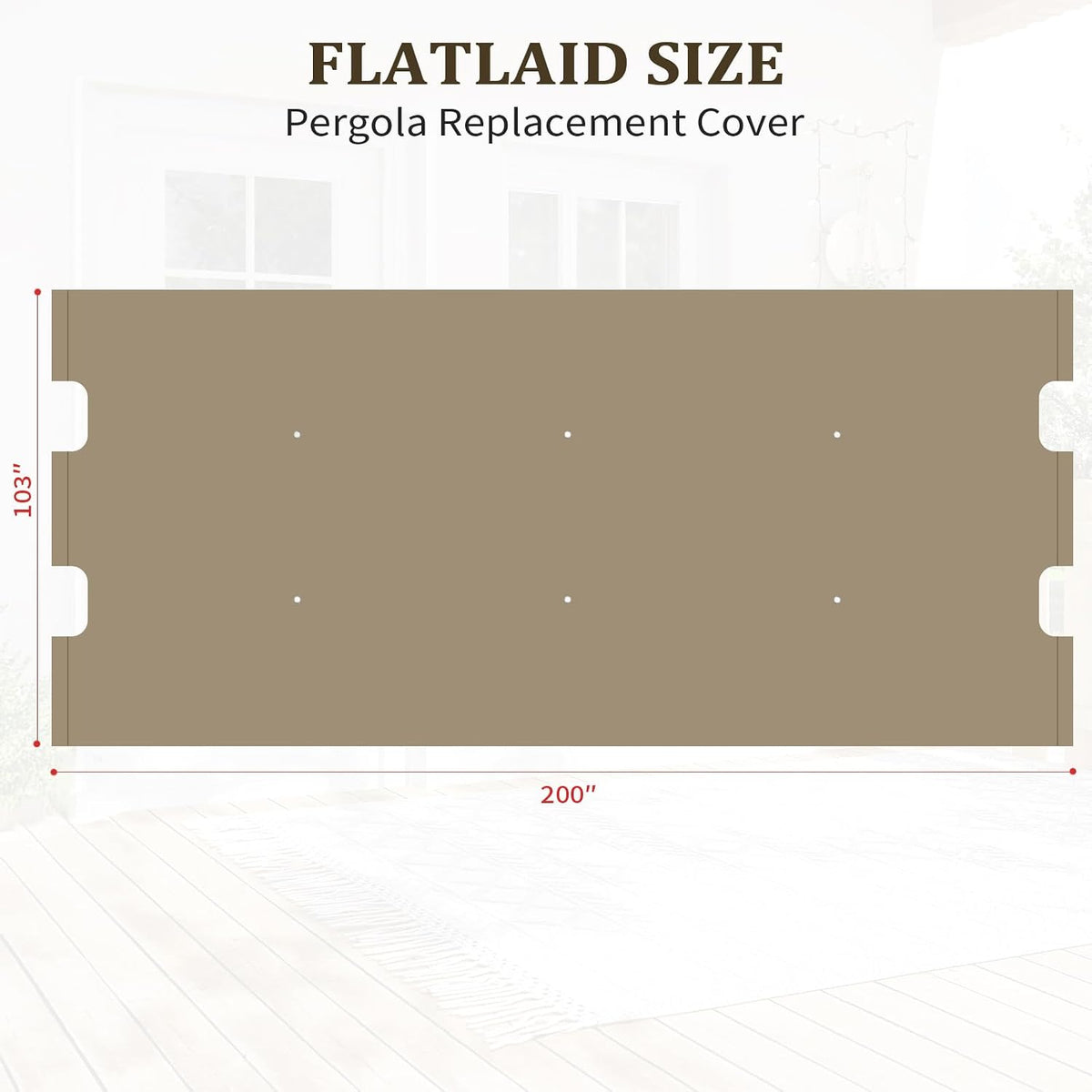 slashome 200" x 103" Pergola Replacement Canopy, Fits L-PG152PST-B, Khaki