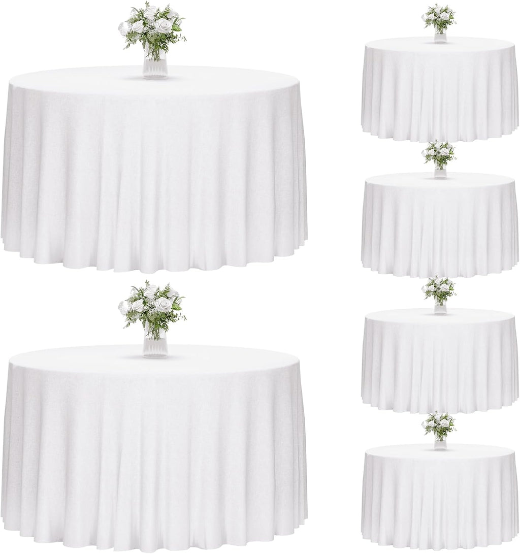 Fixwal 6 Pack 120 Inch Tablecloths Round White Table Cover