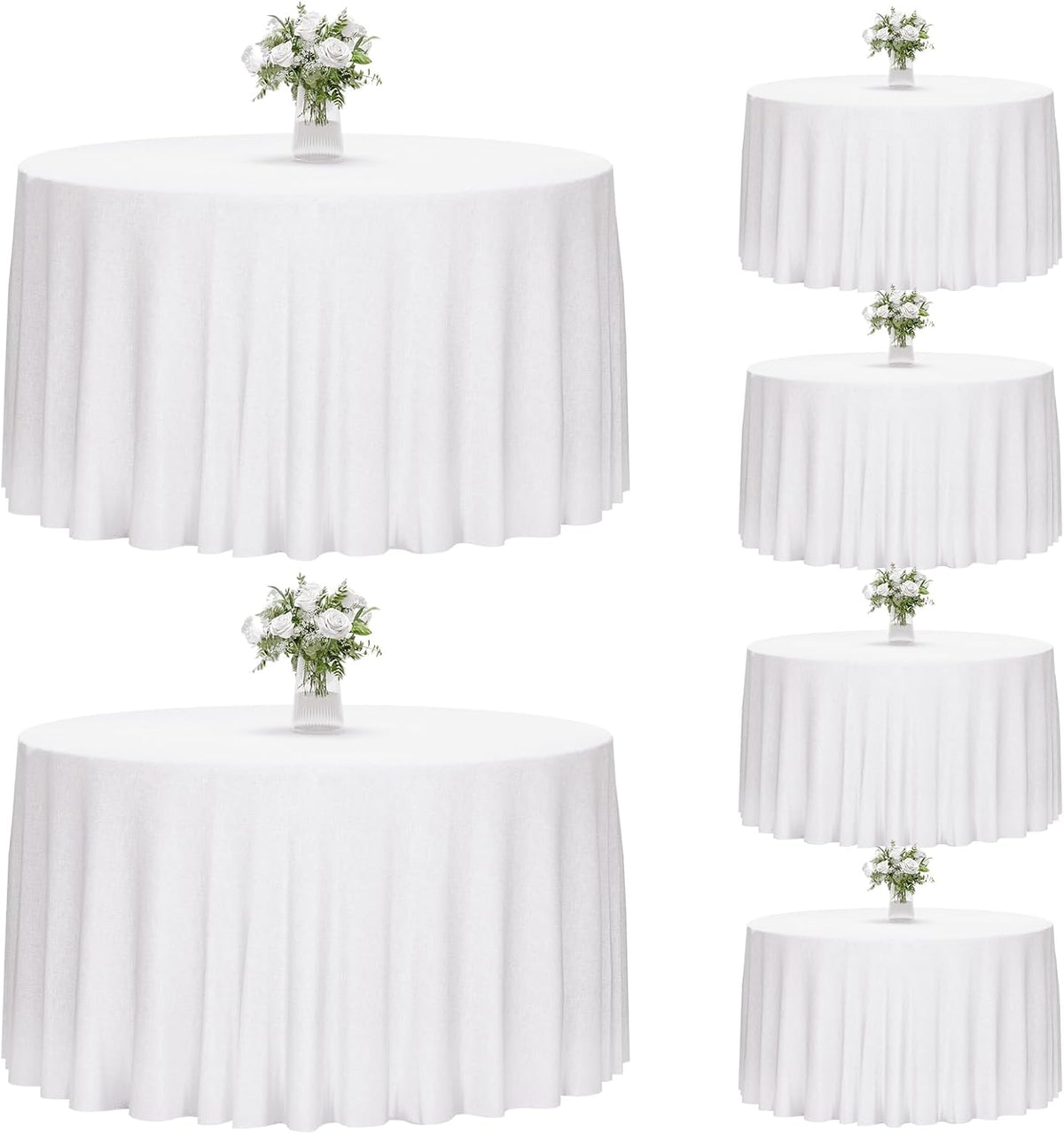 Fixwal 6 Pack 120 Inch Tablecloths Round White Table Cover