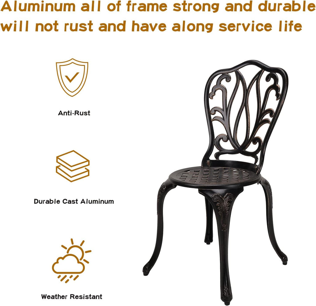yksy&yksy 3-piece patio bistro furniture set cast-aluminum bistro on a desk or shelf