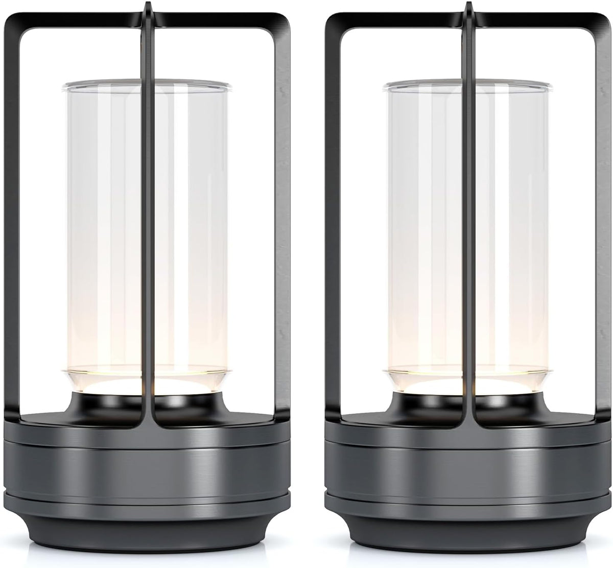 Rechargeable Cordless Small Metal Table Lamp, Stepless Dimming, 3-Color