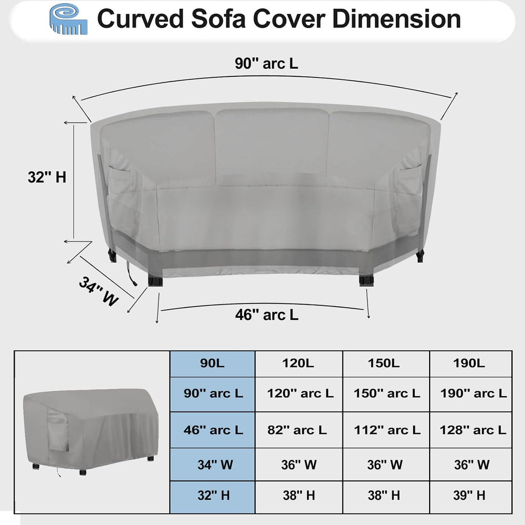 OutdoorLines Waterproof Curved Outdoor Sectional Cover