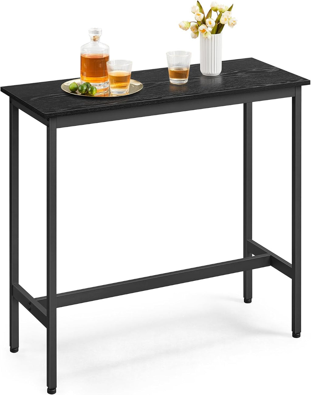 VASAGLE Bar Table, High Top Pub Table, Narrow Long, Metal Frame
