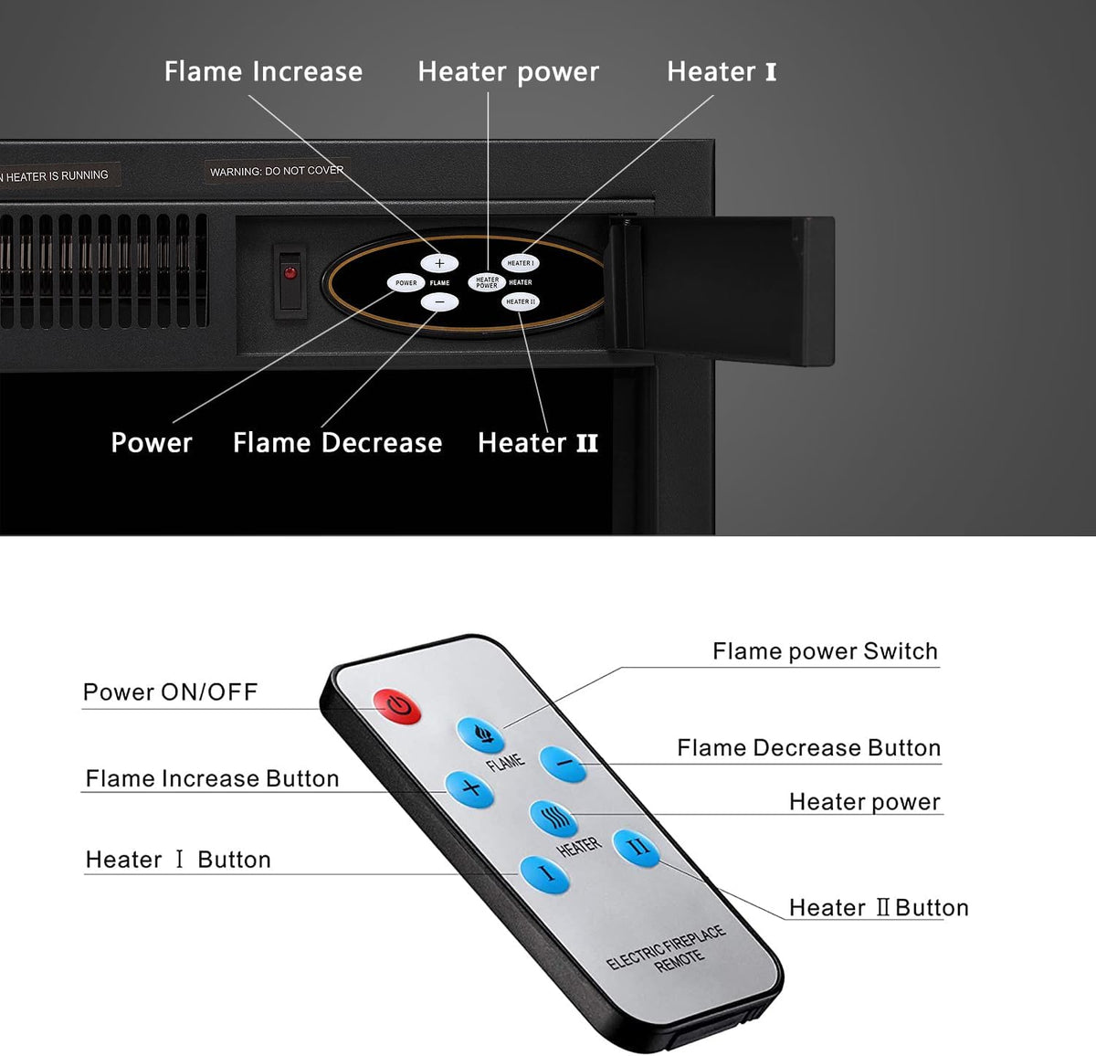 43” Electric Fireplace Mantel Freestanding Electric Fireplace, Remote Control, Adjustable Led Flame, 750W/1500W Black