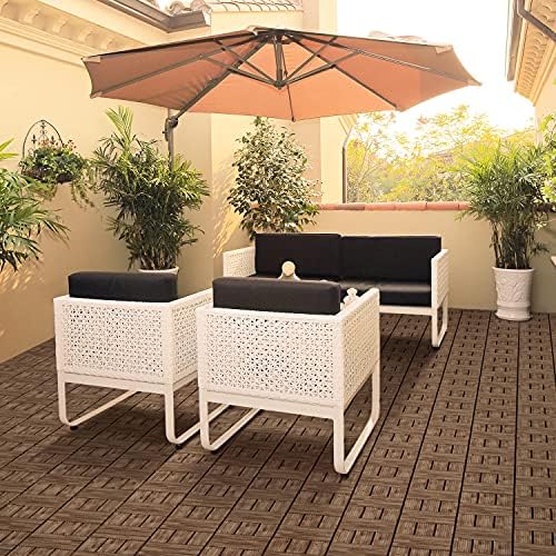Yaheetech 27PCS 12x12in Interlocking Deck Tiles Outdoor Patio,Brown