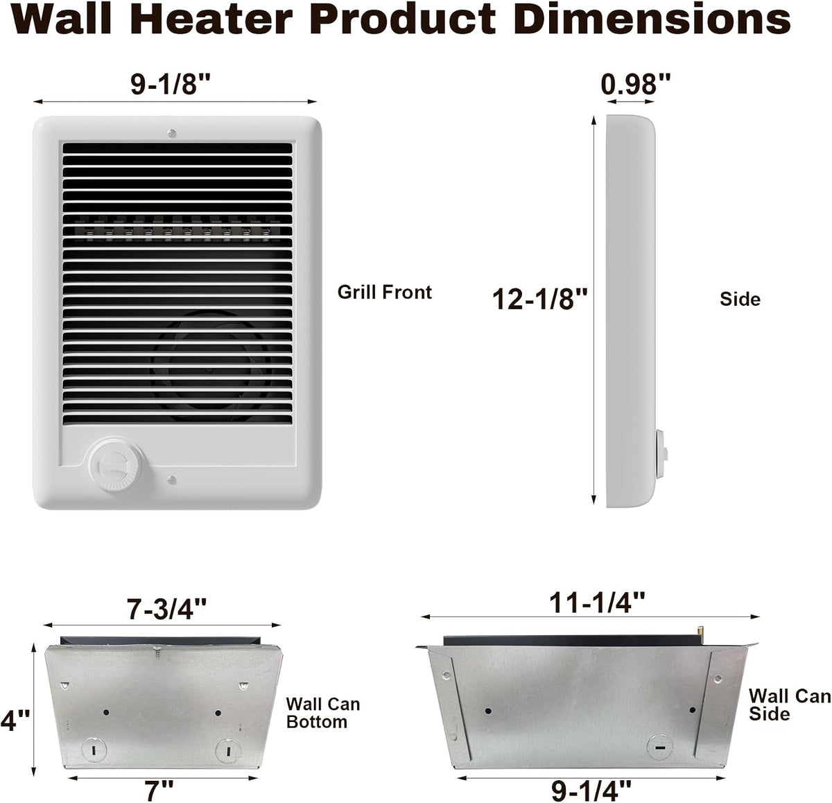 CSC202TW Electric Wall Heater Complete Unit with Thermostat