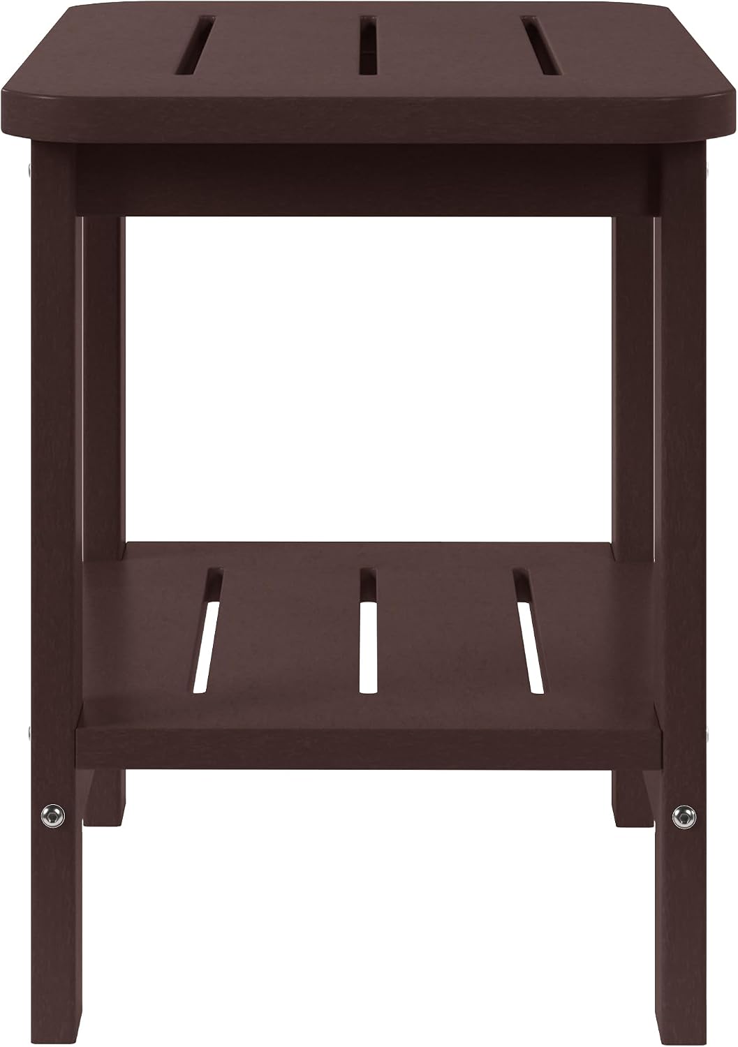 WestinTrends Aruba 2-Tier Outdoor HDPE Modern Adirondack Square Patio Side Table, Dark Brown