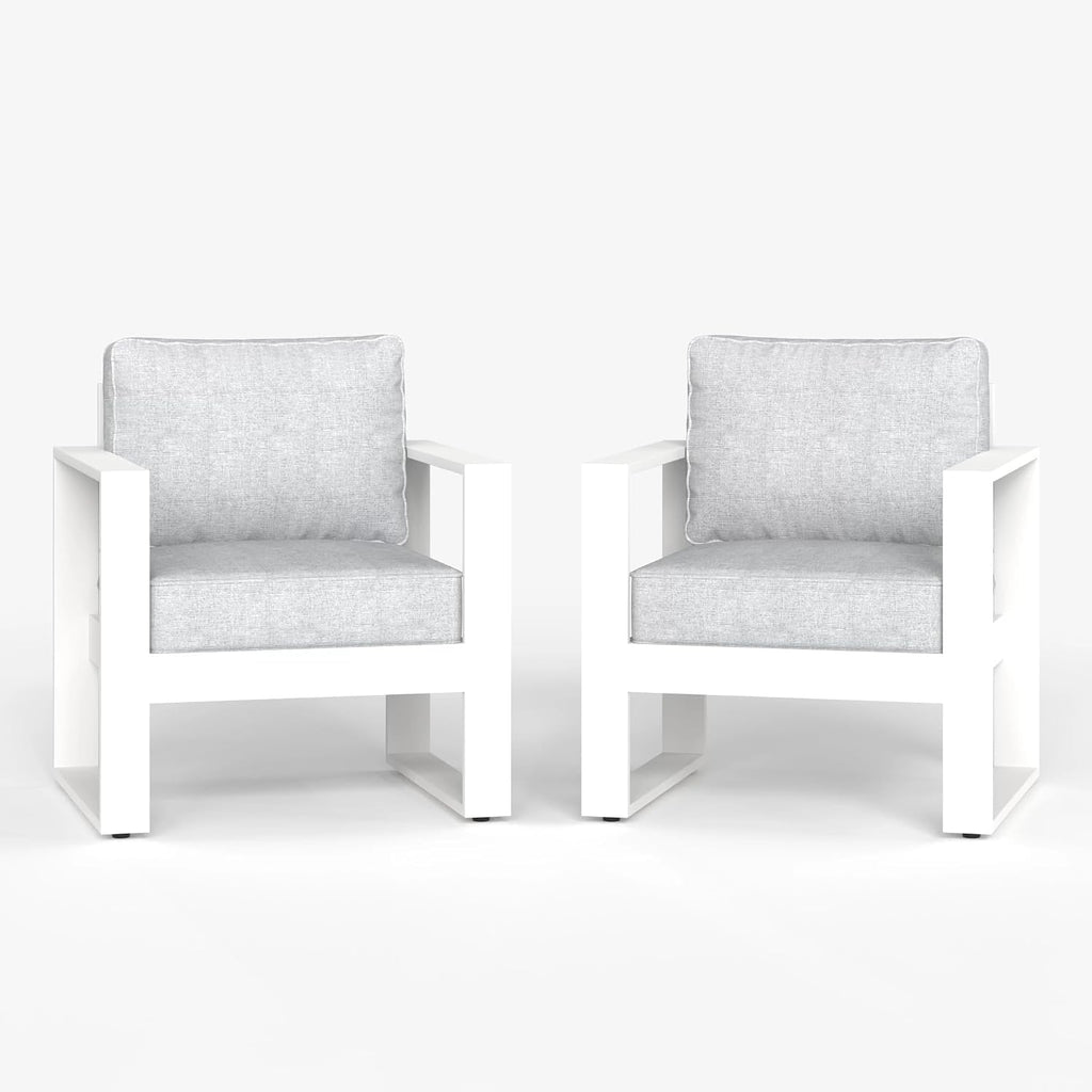 layinsun outdoor patio aluminum chair, metal modern armchair, side view