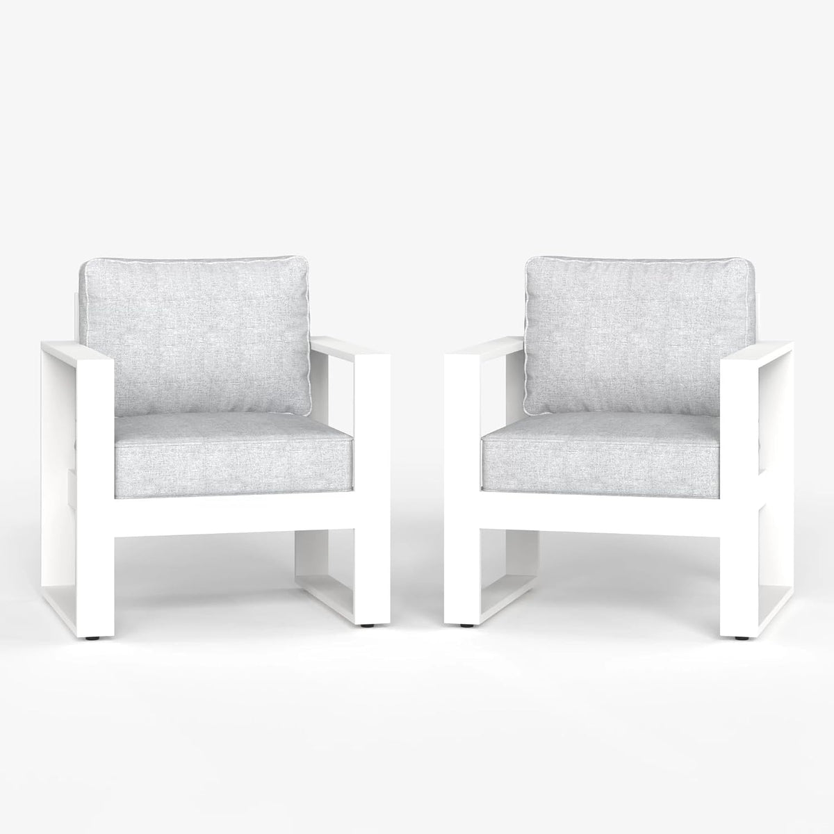layinsun outdoor patio aluminum chair, metal modern armchair, side view