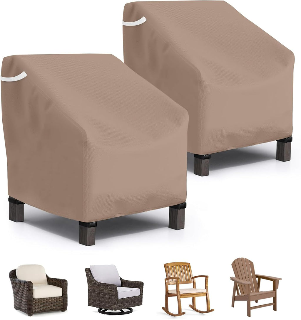 STARTWO Patio Outdoor Chair Covers 2 Pack, Outdoor Furniture Covers Waterproof Adapter for Lawn Lounge Seat, Wicker, Swivel, Adirondack,Rocking Chairs, 29" W x 30" D x 36" H, Brown