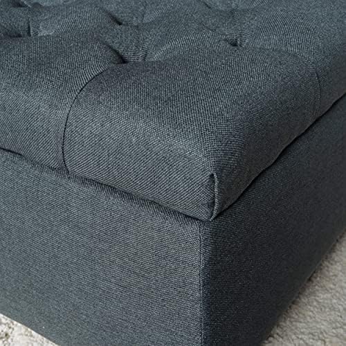 Christopher Knight Home Ottilie Fabric Storage Ottoman, Dark Grey Dimensions: 17.50”D x 51.00”W x 17.00”H