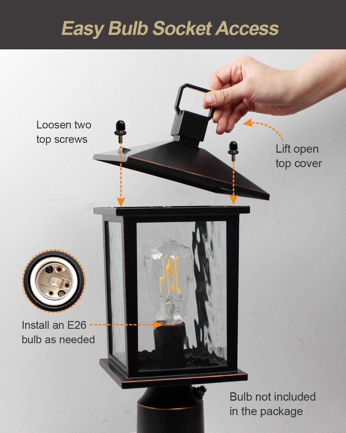 Dusk to Dawn Outdoor Post Light, Oil-Rubbed Bronze Pole Lantern