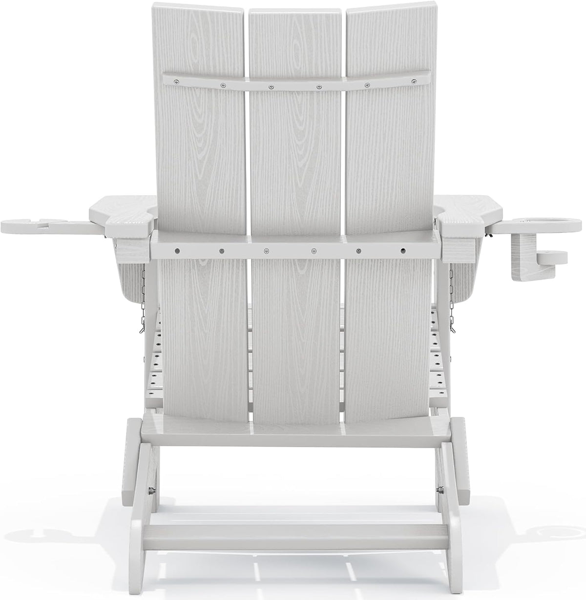 SERWALL Modern Folding Adirondack Chairs Set of 6, HDPE, Cup Holders, White