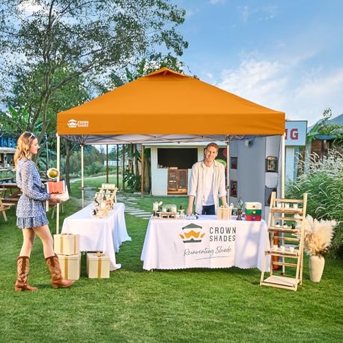 CROWN SHADES Canopy Tent 10x10 Pop Up Canopy with Side Pockets, Orange