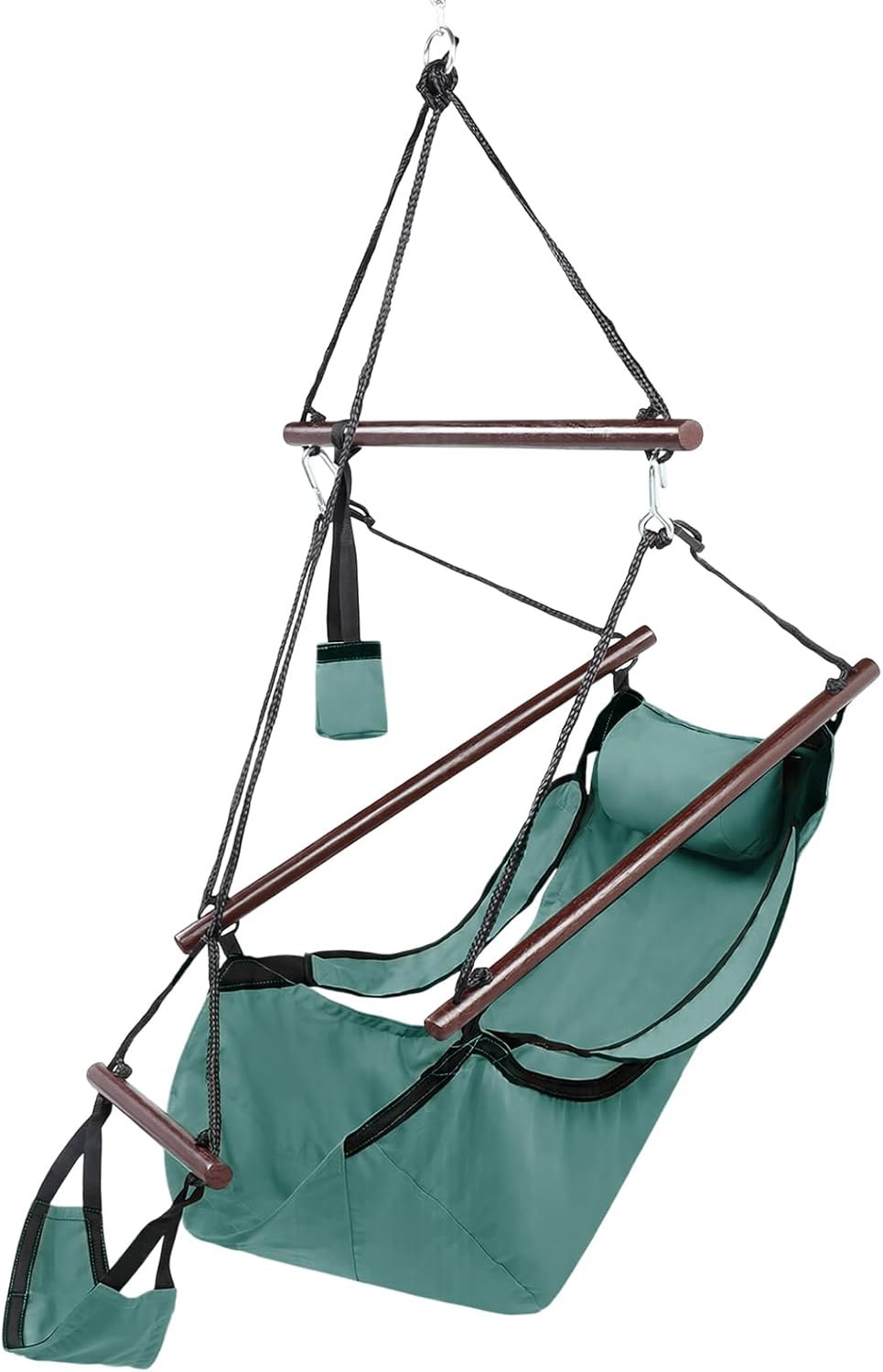 ONCLOUD Upgraded Unique Hammock Hanging Sky Chair, Air Deluxe Swing Seat with Rope (Green)