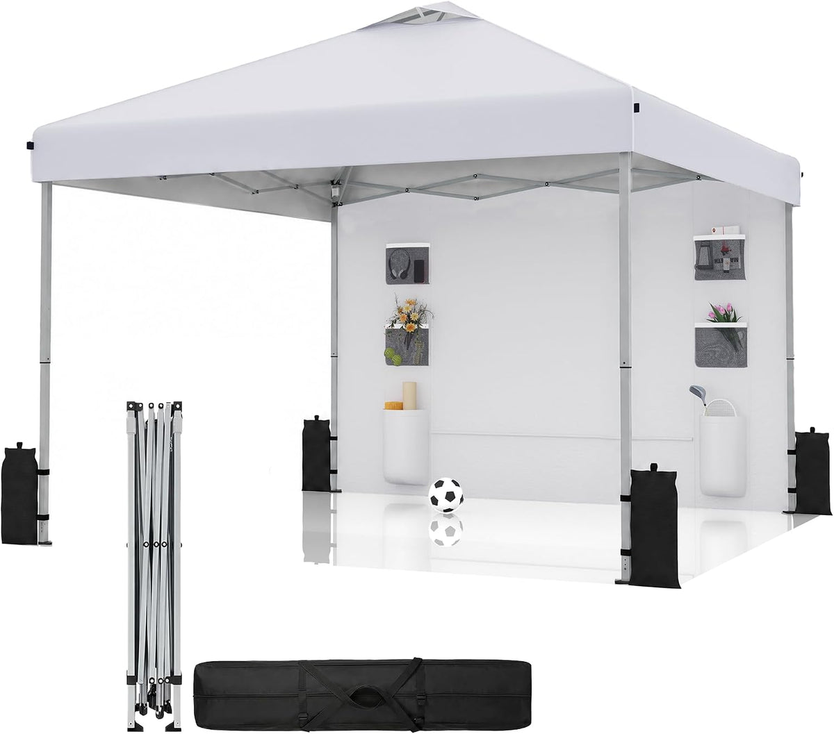 SANWAY 10x10 Pop Up Canopy Tent with Sidewall, Vendor Booth Shelter