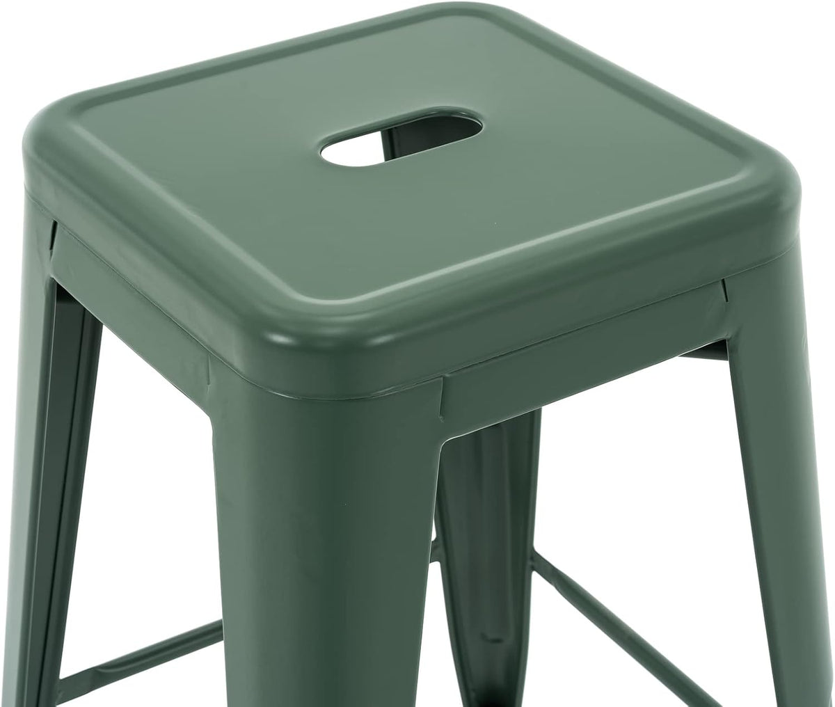 24 Inch Metal Bar Stools Set of 2, Stackable for Indoor Outdoor, Dark Green