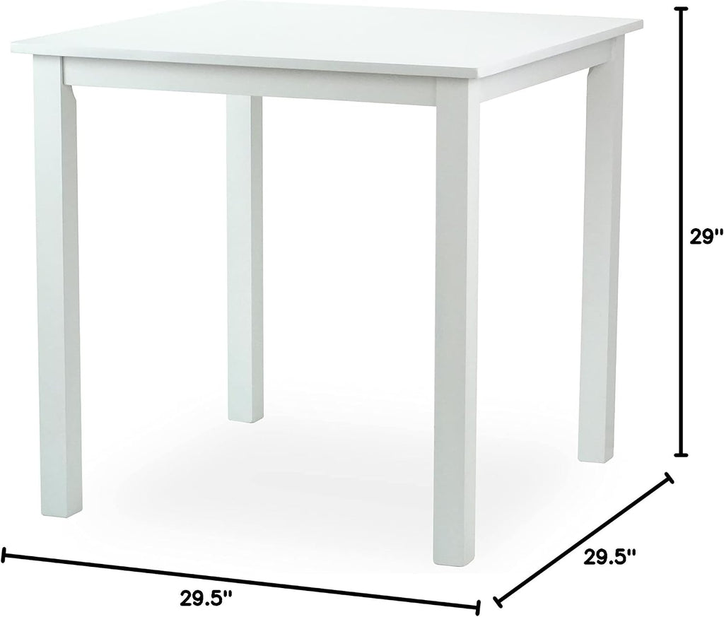 Dining Square Kitchen Table Contemporary Design Solid Wooden in White Finish
