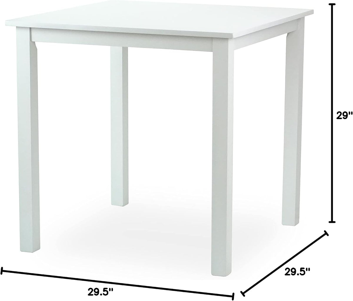 Dining Square Kitchen Table Contemporary Design Solid Wooden in White Finish