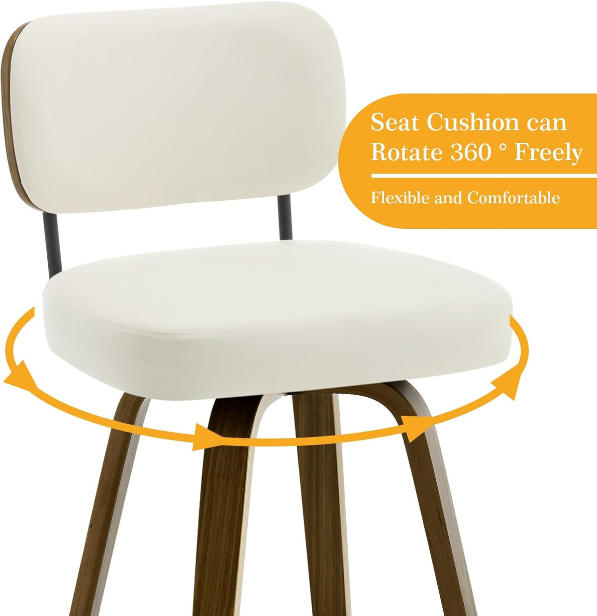 Bekrvio 26" Swivel Counter Height Single Bar Stool with Back,Cream White