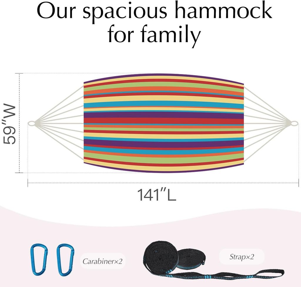PNAEUT Family Hammock for Outside, 2 Person Tree Hammock for Stand