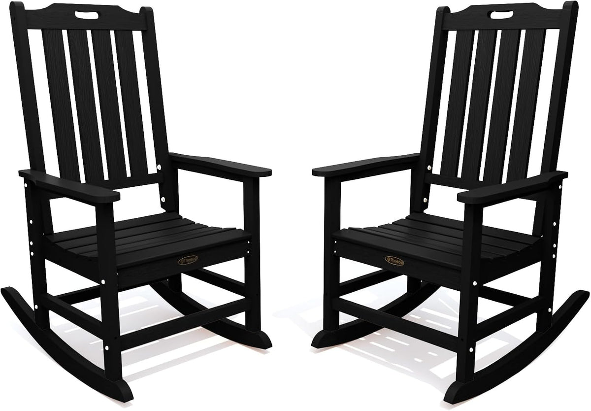 THOEOE Outdoor Rocking Chairs Set of 2, Oversized Patio Rocking Chair