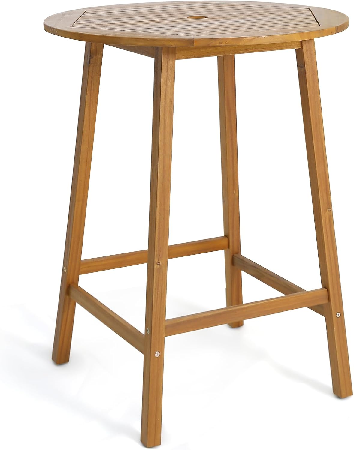 Tangkula 31.5" Acacia Wood Patio Bar Table, Round Bistro Table